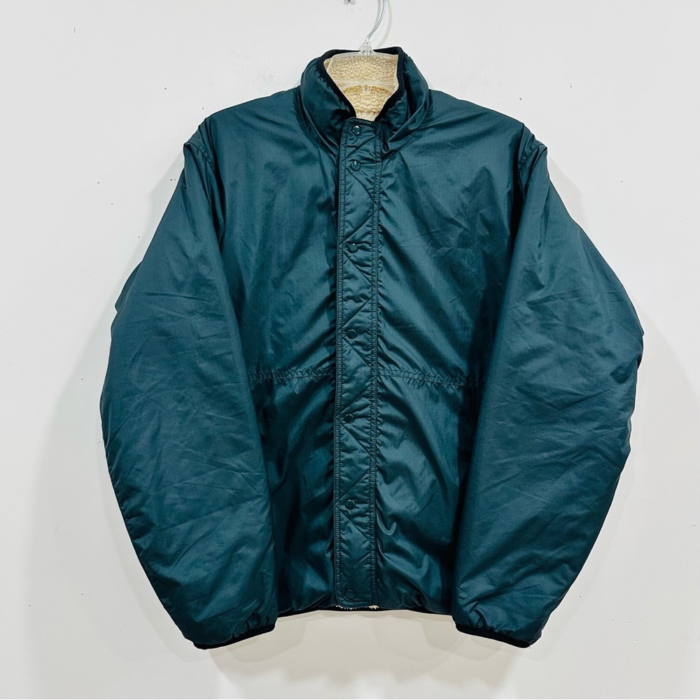 J.Crew REVERSIBLE Jacket Men’s Dark Green Sherpa Fleece Lined PrimaLoft Puffer S